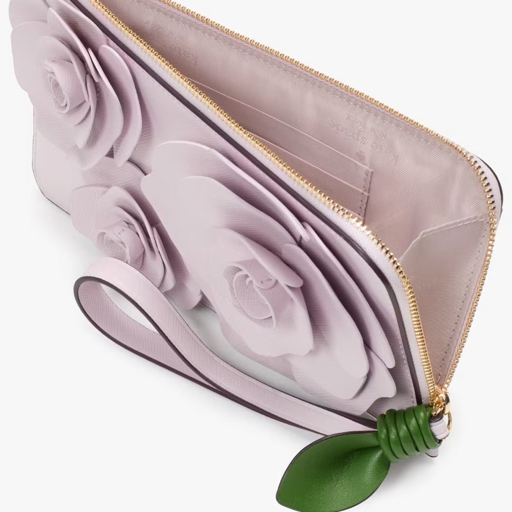 Kate Spade Flora Flower Medium L-Zip Wristlet - Picture 9 of 10